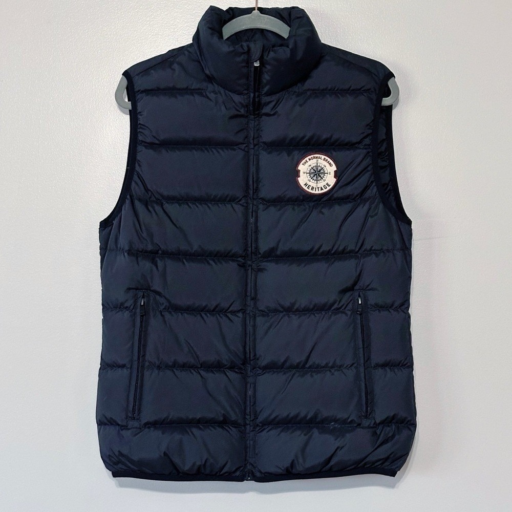 The Normal Brand Down Puffer Vest Heritage Compass Logo‎ Patch Size Small